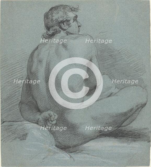 Seated Male Nude, probably 1786/1791. Creator: Samuel Woodforde.