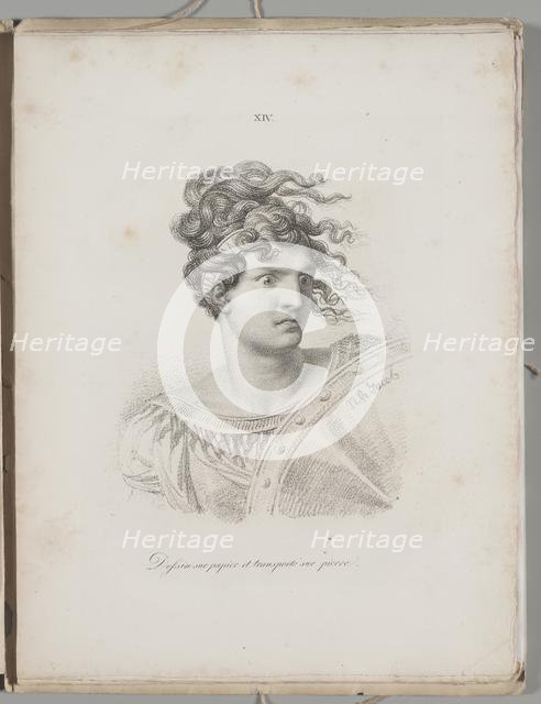 Art of the Lithograph: Head of an Amazon, Plate XIV , 1819. Creator: Alois Senefelder (German, 1771-1834).