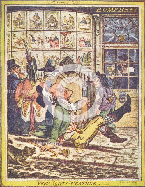 'Very Slippy Weather', 1808. Artist: James Gillray.