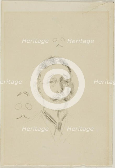 Head of a Man with Glasses with Two Sketches, n.d. Creator: Anders Leonard Zorn.