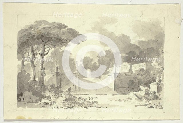 View of the Park at Versailles: Monumental Staircase, Pedestal and Temple, n.d. Creator: Pierre Antoine Mongin.