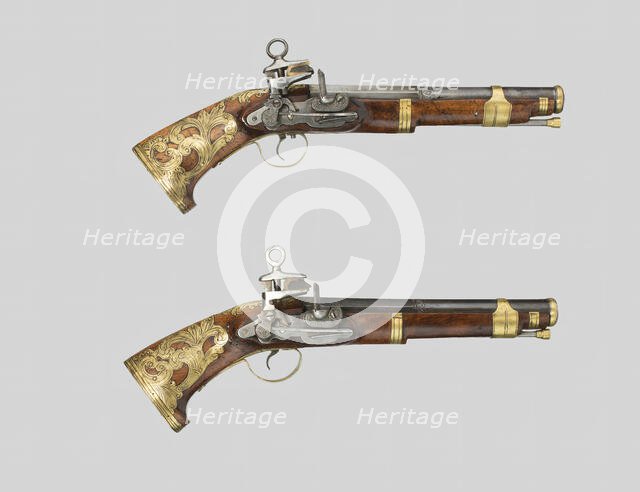 Pair of Miquelet Pistols, Ripoll, 1760/80. Creator: Unknown.