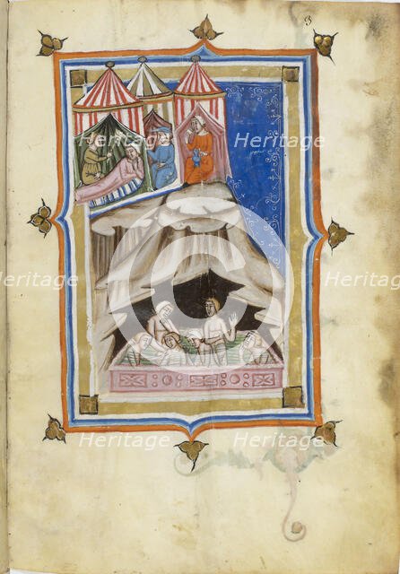 Miniature from De balneis puteolanis by Petrus de Ebulo, 14th century. Creator: Anonymous master.