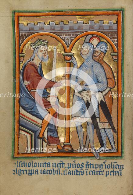 Herod Giving Orders to His Soldiers, about 1190-1200; text added about 1480-1490. Creator: Unknown.