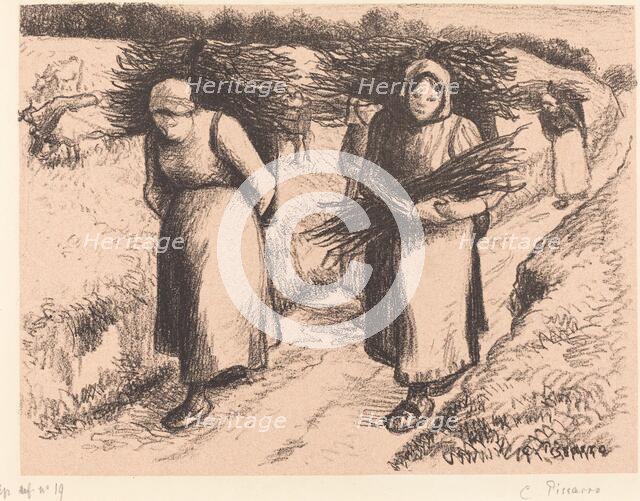 Peasants Carrying Sticks (Paysannes portant des fagots), 1896. Creator: Camille Pissarro.