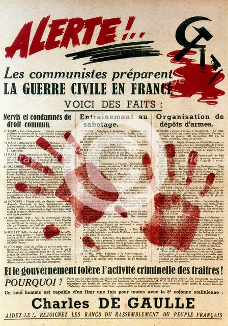 Anti-Communist pro-Gaullist poster, 1949. Artist: Unknown