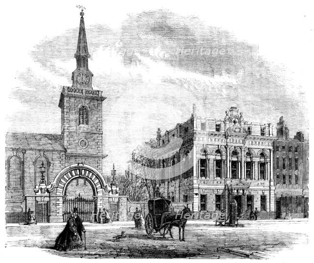 Street architecture - St. James's new vestry hall, Piccadilly, 1862. Creator: Unknown.