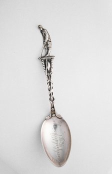 Silver spoon with golfer, c1910-c1937. Artist: Unknown