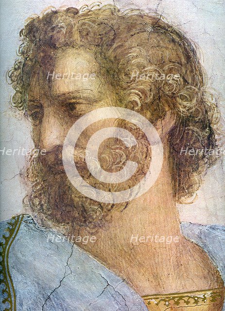 Aristotle. Stanza della Segnatura. The School of Athens (Detail), 1509-1511. Artist: Raphael (1483-1520)