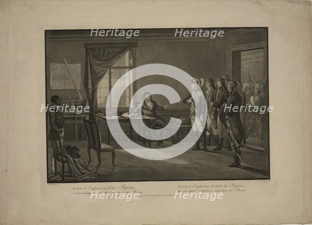 Emperor Paul I condescending to visit Kosciusko in the prison. Artist: Gaugain, Thomas (1756-1810)