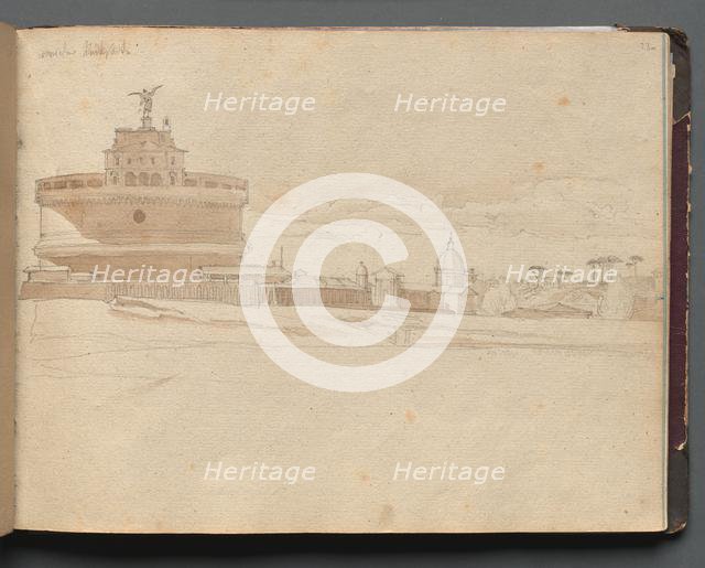 Album with Views of Rome and Surroundings, Landscape Studies, page 23a: Castle Saint Angelo, Rome. Creator: Franz Johann Heinrich Nadorp (German, 1794-1876).