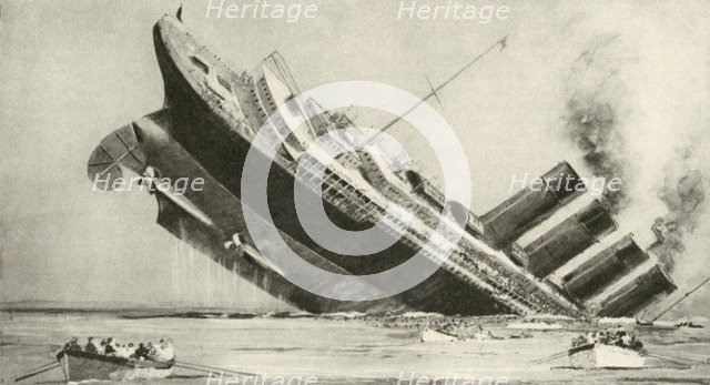 The sinking of the 'Lusitania', 7 May 1915. Artist: Unknown