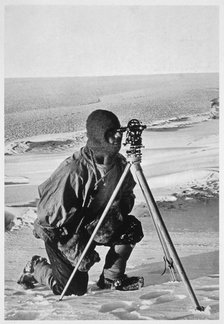 Lieutenant Evans surveying in the Antarctic, 1911-1912. Artist: Herbert Ponting