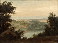 'Lake Nemi; in the background the city of Genzano', late 18th/early 19th century. Artist: Pierre Henri de Valenciennes