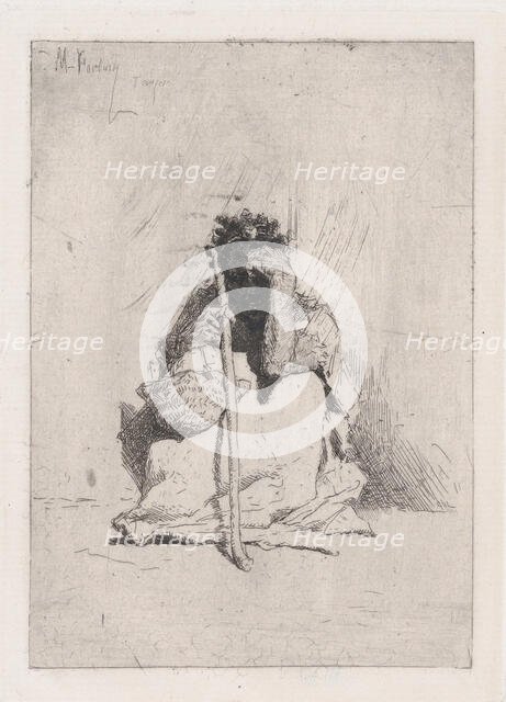 A beggar, seated on the ground holding a stick, ca. 1862. Creator: Mariano Jose Maria Bernardo Fortuny y Carbo.