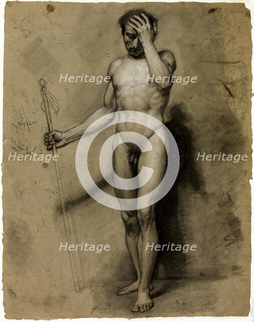 Standing Male Nude (recto); Classical Head (verso), n.d. Creator: Paul Émile Detouche.