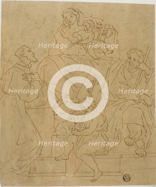 Holy Family with Saint Francis of Assisi and the Infant John the Baptist, after 1612. Creator: Unknown.