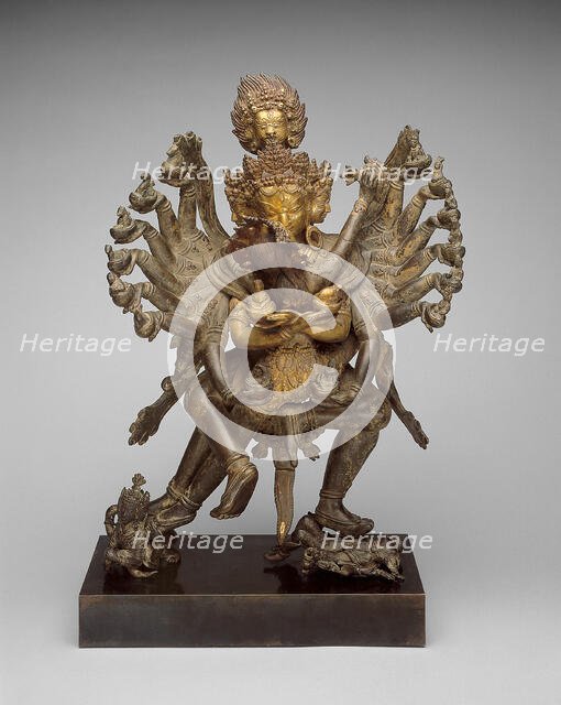 Tantric Deities Hevajra and Nairatmya in Ritual Embrace (Yab-Yum), c. 1600. Creator: Unknown.