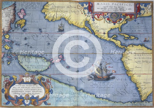 The Pacific Ocean, 1586. Creator: Abraham Ortelius.