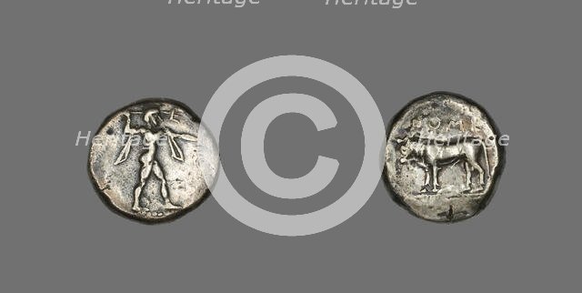 Stater (Coin) Depicting the God Poseidon, 480-400 BCE. Creator: Unknown.