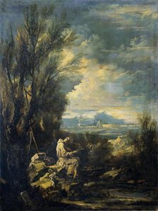 Landscape with Saint Bruno ?, 1700-1749. Creator: Alessandro Magnasco.