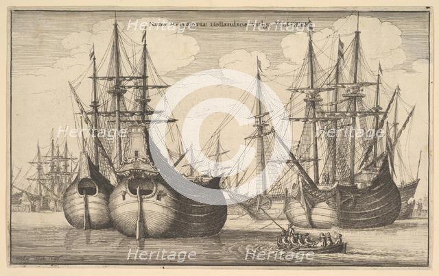 Naues Mercantoriæ Hollandicæ, vulgo VLIETEN (Dutch Freighters or Flutes), 1647. Creator: Wenceslaus Hollar.