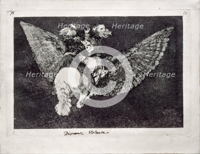 Flying Folly (from the series Los Disparates (Follies), 1815-1819. Artist: Goya, Francisco, de (1746-1828)