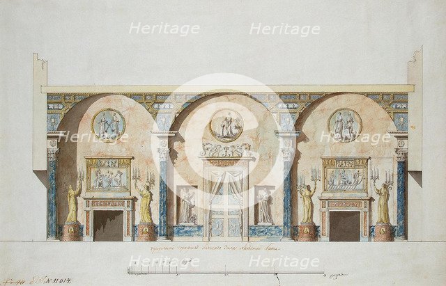 Design for the main hall in the Agate Pavilion at Tsarskoye Selo, Early 1780s. Artist: Cameron, Charles (ca. 1730/40-1812)