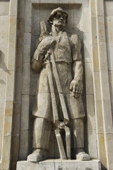 Socialist relief, Constitution Square, Warsaw, Poland. Creator: Unknown.