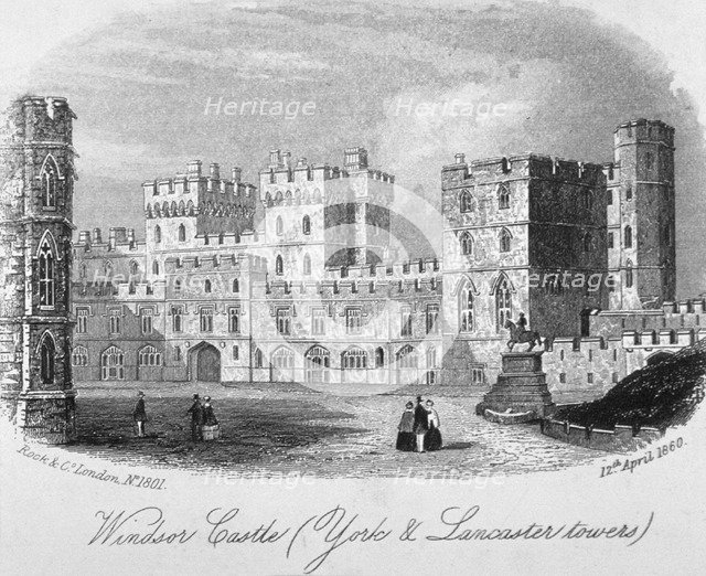 The York and Lancaster towers at Windsor Castle, Berkshire, 1860. Artist: Anon