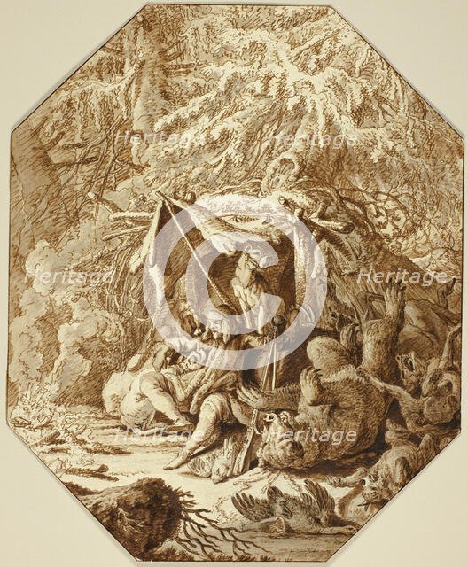 The Daring Hunter, Enduring in Winter, n.d. Creator: Johann Elias Ridinger.