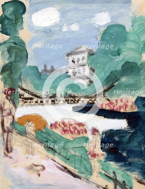 Bridge over river, (c1900s). Creator: Raymond McIntyre.