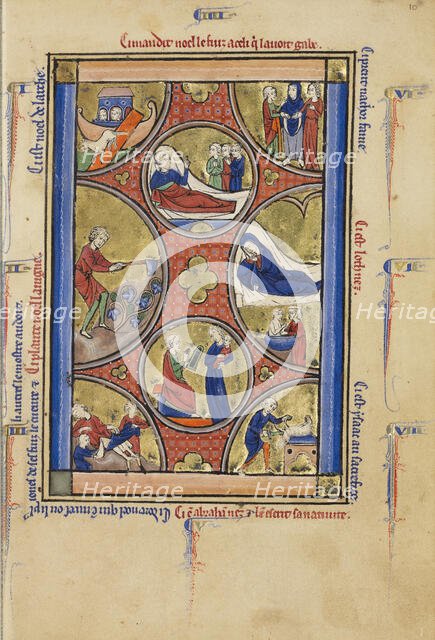 Scenes from the Lives of Noah and Abraham; Wenceslaus Psalter, about 1250-1260. Creator: Unknown.