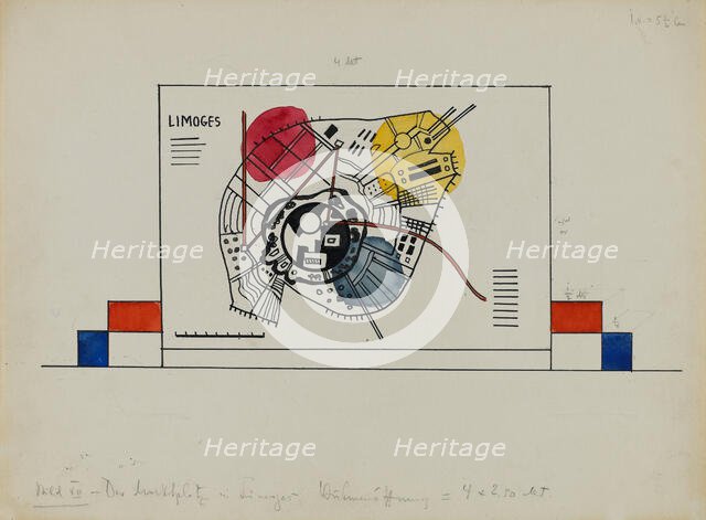Picture XII. The Market square at Limoges, 1928. Creator: Kandinsky, Wassily Vasilyevich (1866-1944).