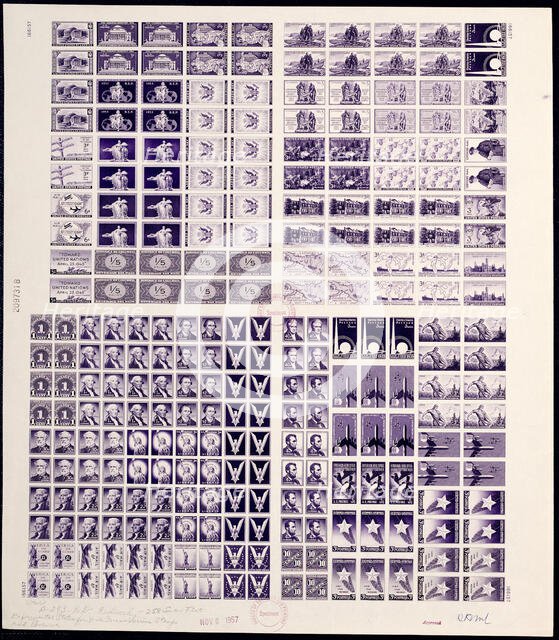 Huck Press experimental plate proof, 1957. Creator: Bureau of Engraving and Printing.