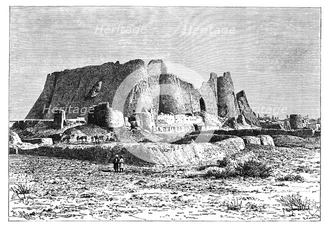 The ruined fortress of Veramin, Persia (Iran), 1895.Artist: Armand Kohl