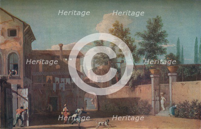 'Courtyard of an Italian Villa', c1700 (1935). Artist: Marco Ricci.