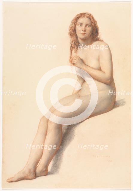 Female Nude, Seated, Three Quarter View from Front, 1859. Creator: William Mulready (British, 1786-1863).