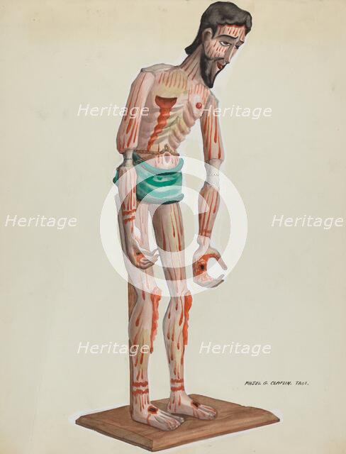 Wooden Christo, Painted (Front view), c. 1937. Creator: Majel G. Claflin.