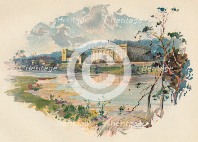 'Chatsworth from the Derwent', c1890. Artist: Charles Wilkinson.