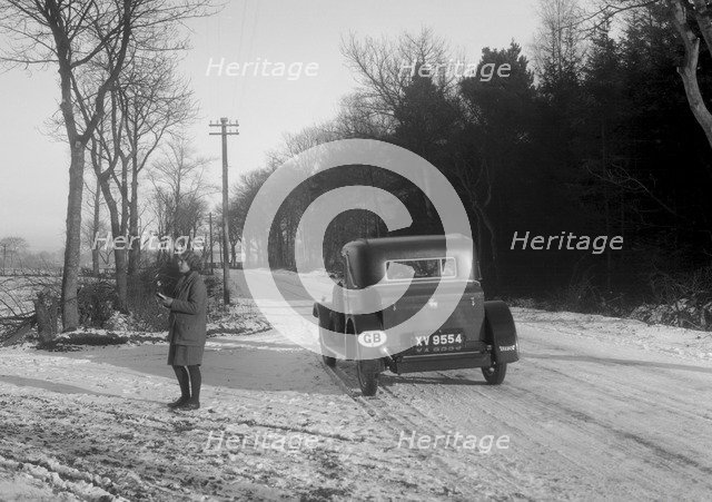 Talbot 14/45 sportsman's coupe of Kitty Brunell at the Monte Carlo Rally, 1929. Artist: Bill Brunell.