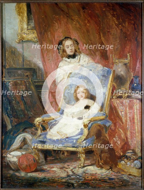 Portrait de Madame Isabey et de sa fille, c1840. Creator: Eugene Isabey.