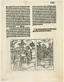The Baptism of Christ and Forest Scene from Leven Christi (Life of Christ), Plate 43...1929. Creators: Unknown, Pieter van Os, Ludolph of Saxony, Wilhelm Ludwig Schreiber.