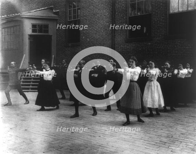 Dumbbell exercises, (1899?). Creator: Frances Benjamin Johnston.