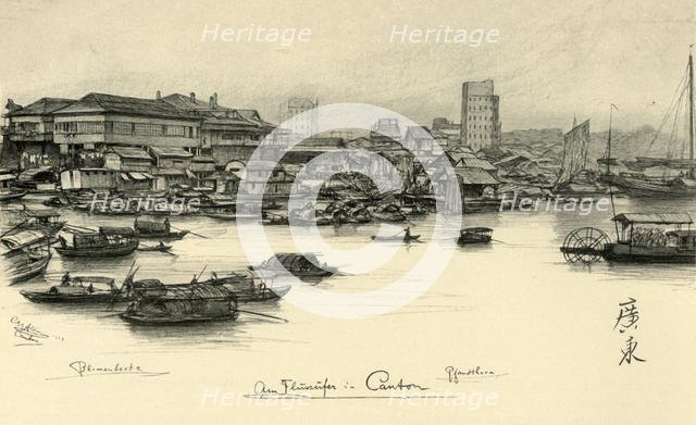 Boats on the Pearl River, Canton, China, 1898.  Creator: Christian Wilhelm Allers.