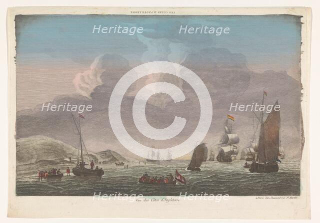 View of the coast of England with ships and boats on the water, 1745-1775. Creator: Anon.
