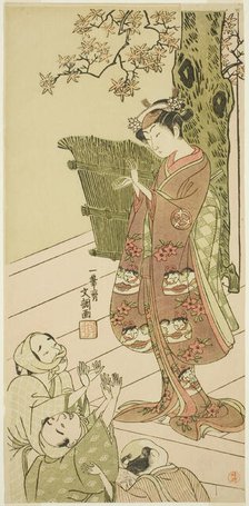 The Actor Arashi Hinaji I, Possibly as Yuya Gozen in the Play Ima o Sakari Suehiro Genji..., c. 1768 Creator: Ippitsusai Buncho.