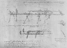 'Method of Constructing a Trestle Bridge', c1480 (1945). Artist: Leonardo da Vinci.