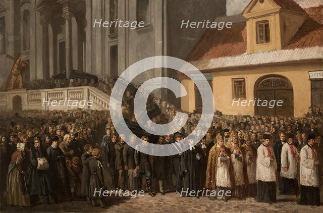 Funeral of the Five Victims of the Manifestation of 1861 in Warsaw, 1865. Creator: Henryk Pillati.