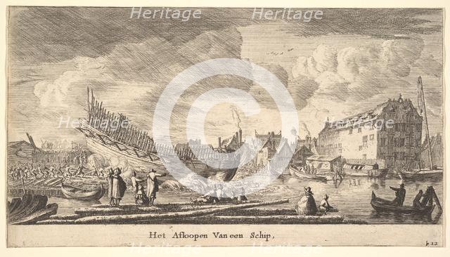 The Launch of a Ship, 17th century. Creator: Reinier Zeeman.